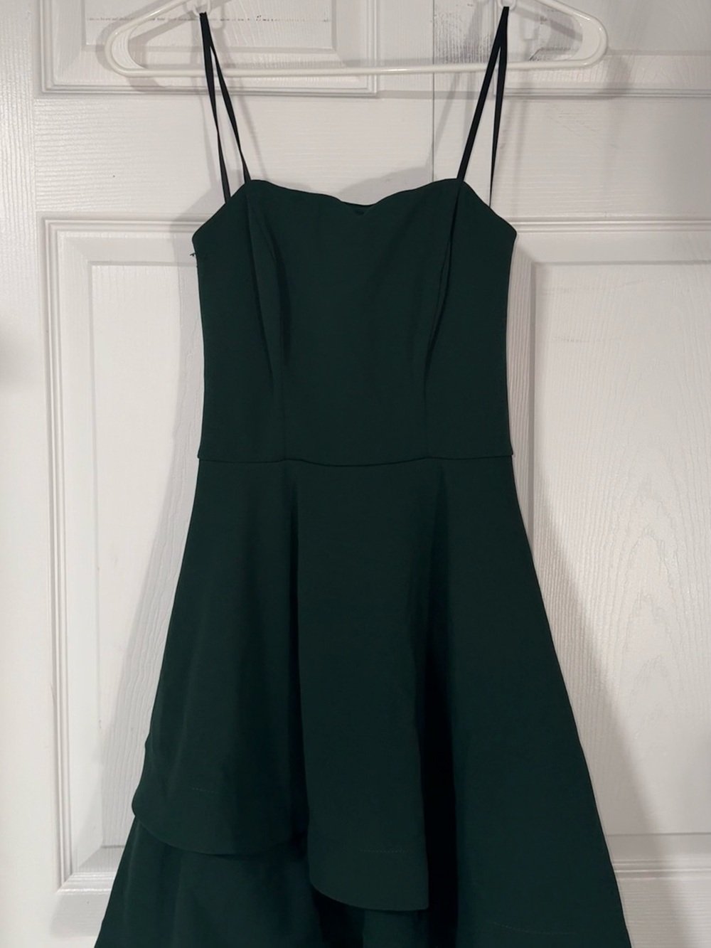 B Darlin Dark Green Strapless A-Line Dress with Spaghetti Straps